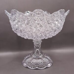 Antique Early American Pressed Glass EAPG Compote - Gillinder Daisy & Button